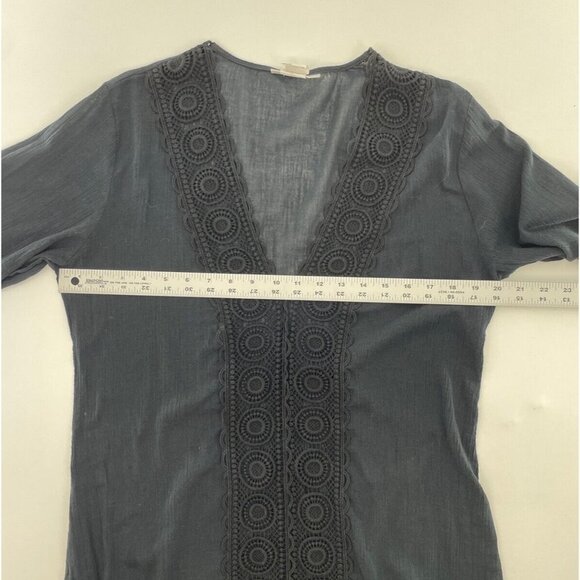 La Blanca Women’s‎ Black Long Sleeve Coverup Dress Size Medium 100% Cotton - Picture 7 of 9